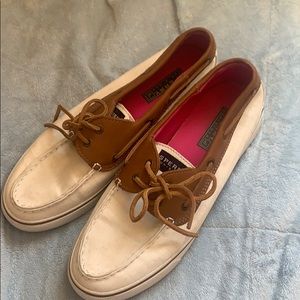 White Sperry boat shoes